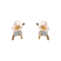 Teal Howlite & Cubic Zirconia Flower Stud Earrings