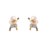 Teal Howlite & Cubic Zirconia Flower Stud Earrings