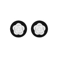 Black & White Camellia Stud Earrings