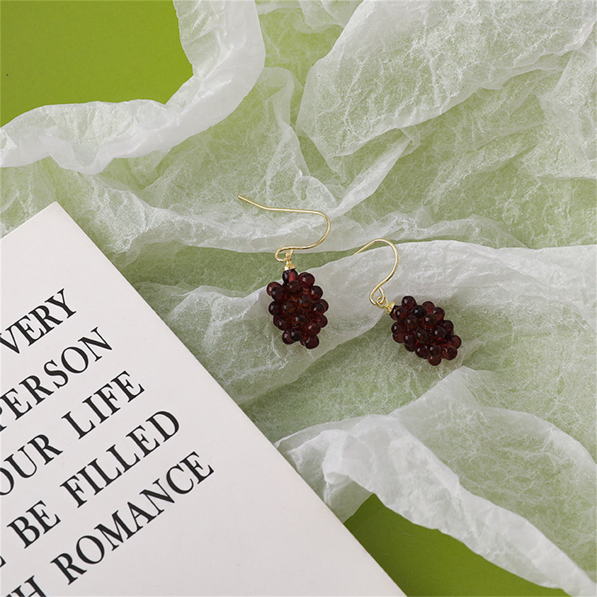 Purple Resin & 18K Gold-Plated Grape Bunch Drop Earrings