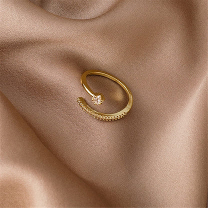Cubic Zirconia and 18K Gold-Plated Star Ring, gold statement rings for women, elegant gift for her, front view