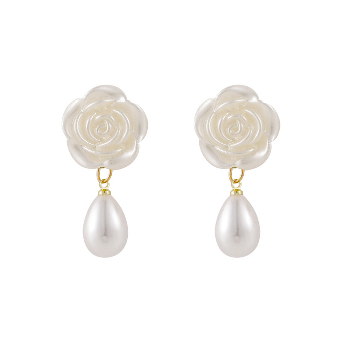 Pearl & White Resin 18K Gold-Plated Camellia Drop Earrings