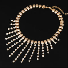 Cubic Zirconia & 18K Gold-Plated Tassel Statement Necklace