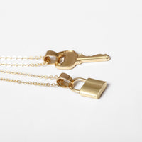 Goldtone Lock & Key Pendant Necklace Set
