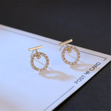 cubic zirconia & 18K Gold-Plated Hollow Circle Stud Earrings - streetregion