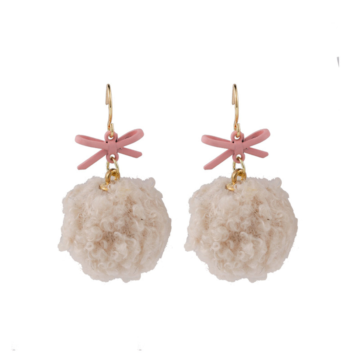 18K Gold-Plated & Pink Pompom Drop Earrings