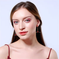 Red cubic zirconia & 18k Gold-Plated Arrow Heart Drop Earrings - streetregion