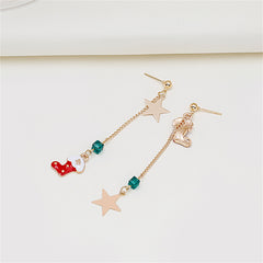 Red Enamel & Acrylic 18K Gold-Plated Star & Boot Mismatched Drop Earrings