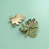 Green Cubic Zirconia & Imitation Pearl Tree Stud Earrings