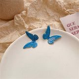 Blue Enamel & 18k Gold-Plated Butterfly Stud Earrings