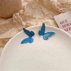 Blue Enamel & 18K Gold-Plated Butterfly Stud Earrings