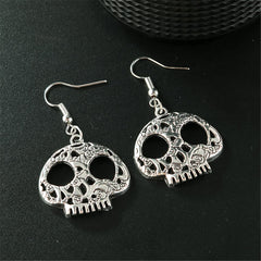 Silver-Plated Skull Drop Earrings