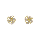 Cubic Zirconia & 18k Gold-Plated Stacked Flower Stud Earrings