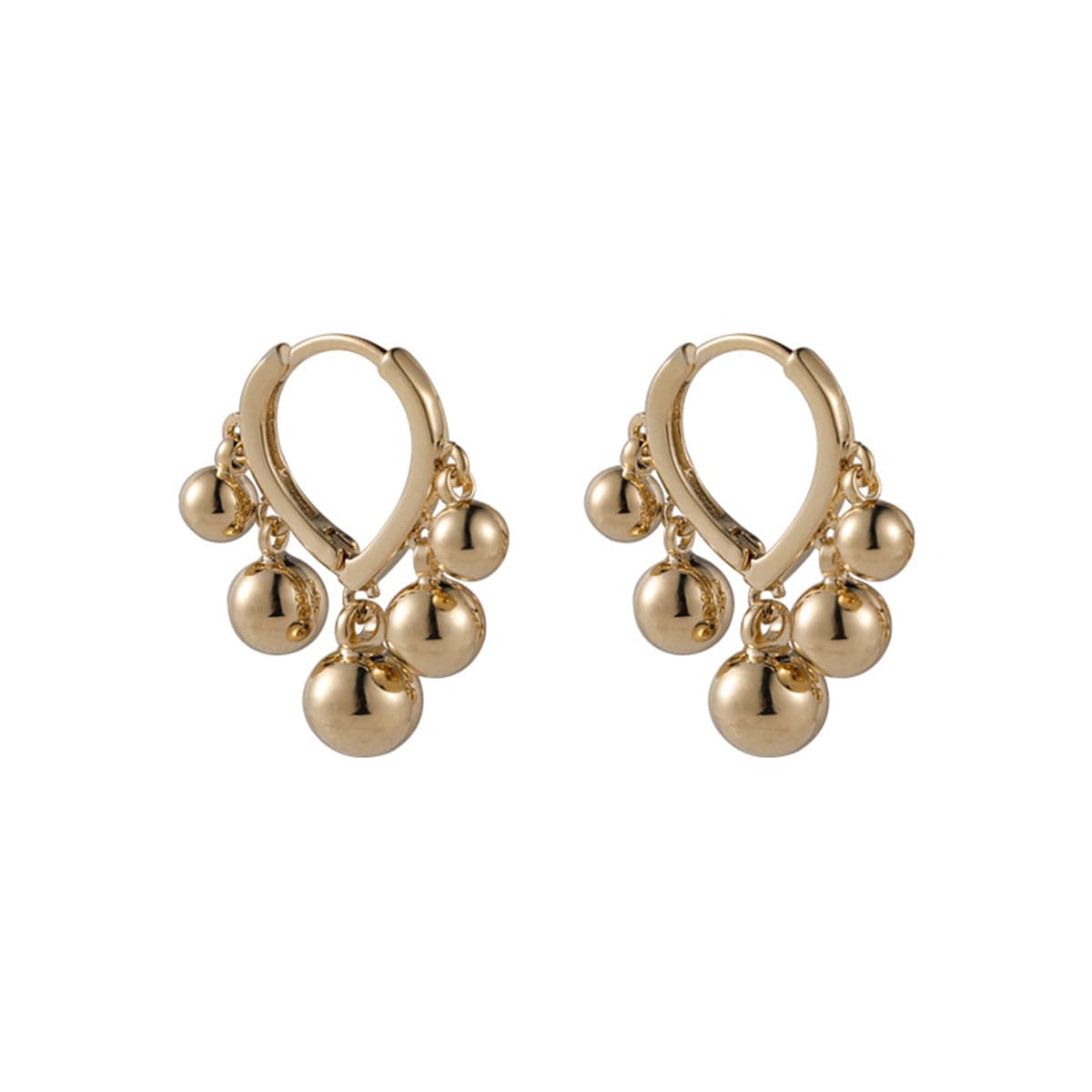 Dazzling 18K gold-plated hoop earrings with ball accents, a must-have accessory for a trendy and sophisticated look.