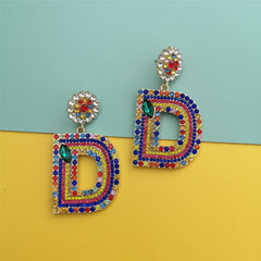 Crystal & Cubic Zirconia Letter D Drop Earrings