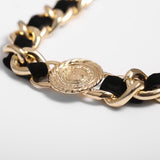 Black Velvet & Goldtone Figaro Choker Necklace