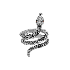 Cubic Zirconia & Silver-Plated Snake Ring
