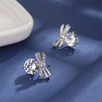 Crystal & cubic zirconia Bow Stud Earrings - streetregion