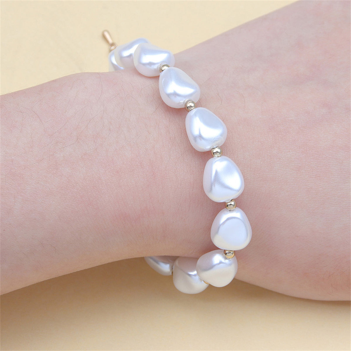 Pearl & 18K Gold-Plated Beaded Bracelet