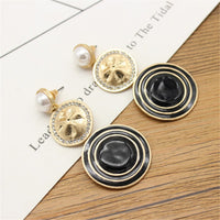 Cubic Zirconia & Imitation Pearl Circle Drop Earrings