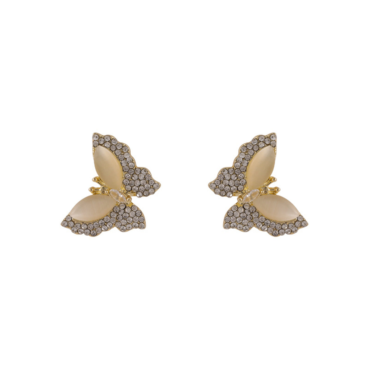 Cubic Zirconia & Cats Eye Butterfly Stud Earrings
