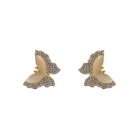Cubic Zirconia & Cats Eye Butterfly Stud Earrings