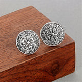 Silver-Plated Compass Stud Earrings