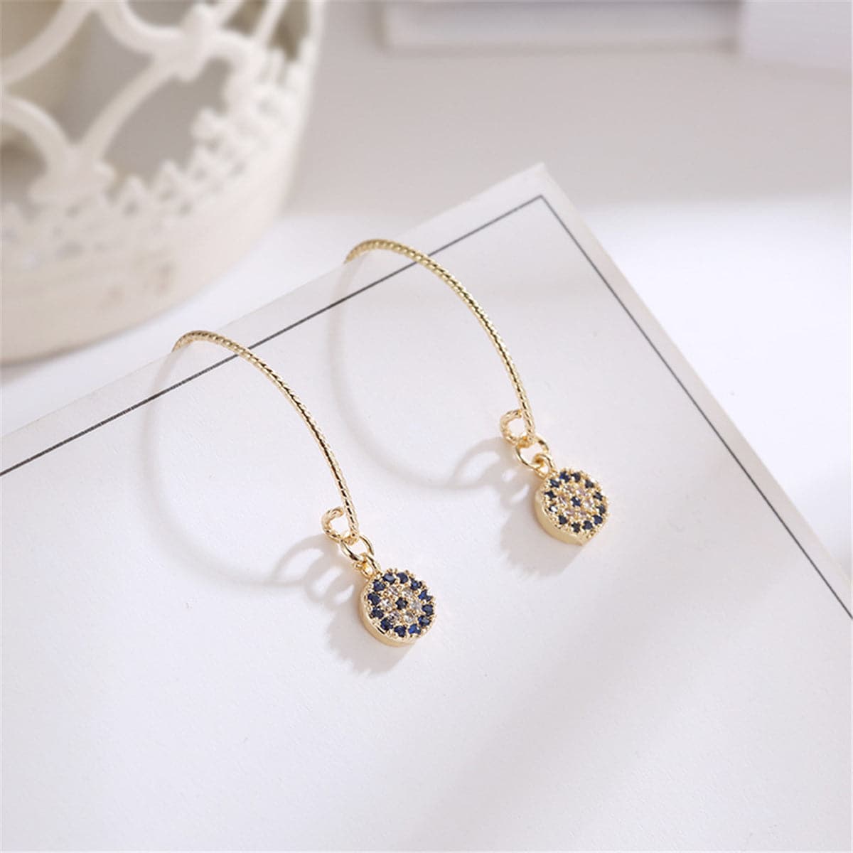 cubic zirconia & 18k Gold-Plated Devil's Eyes Drop Earrings - streetregion