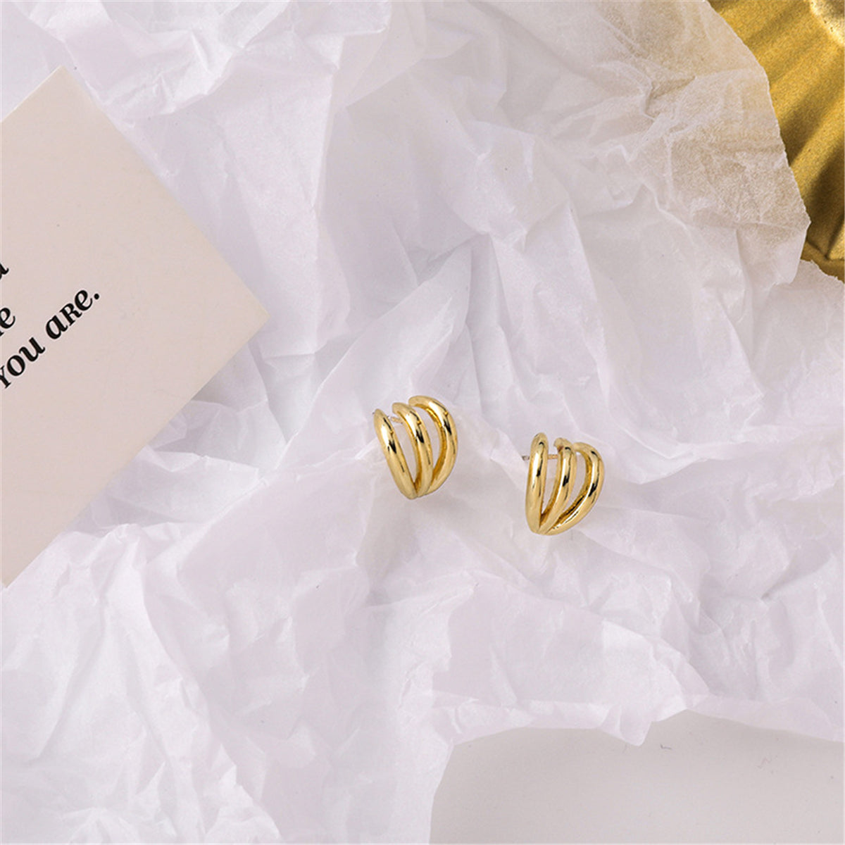 18K Gold-Plated Layered Huggie Earrings