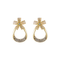 Cats Eye & Cubic Zirconia 18k Gold-Plated Flower Stud Earrings