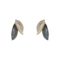 Enamel & 18k Gold-Plated Leaves Stud Earrings