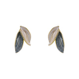 Enamel & 18k Gold-Plated Leaves Stud Earrings