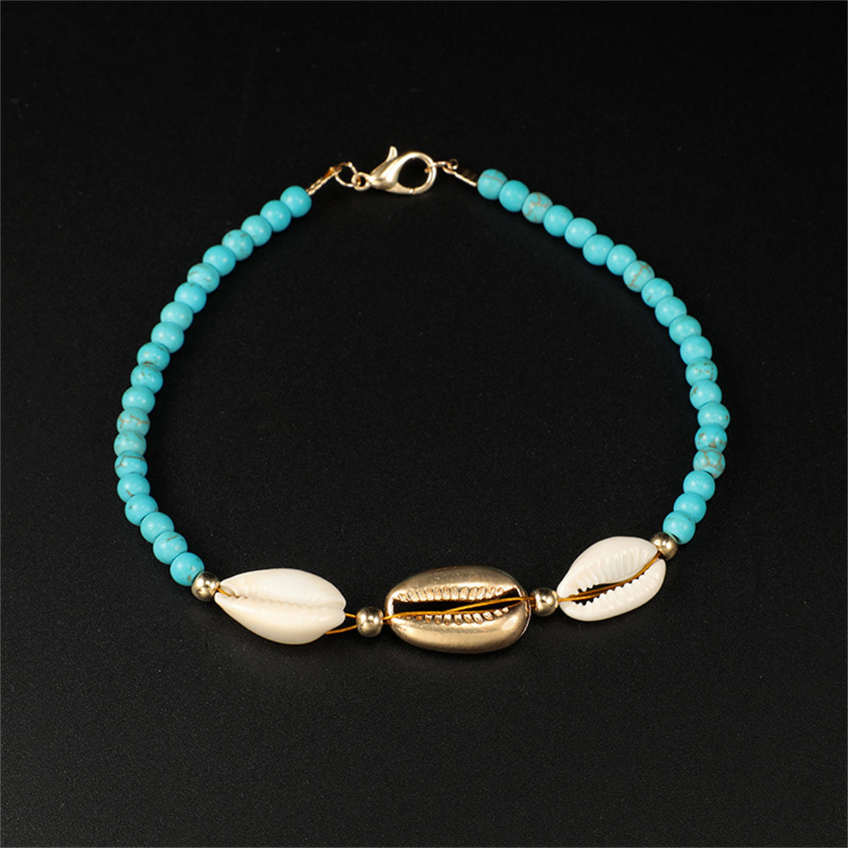 Howlite & Shell 18K Gold-Plated Beaded Seashell Anklet