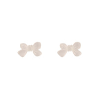 Frosted White Acrylic & Silver-Plated Bow Stud Earrings