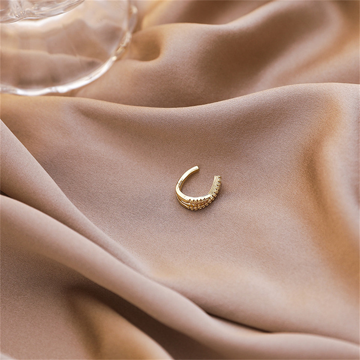 Cubic Zirconia & 18K Gold-Plated Ear Cuff