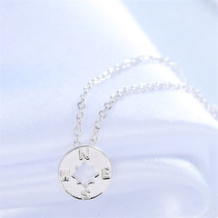 Silver-Plated Open Compass Pendant Necklace