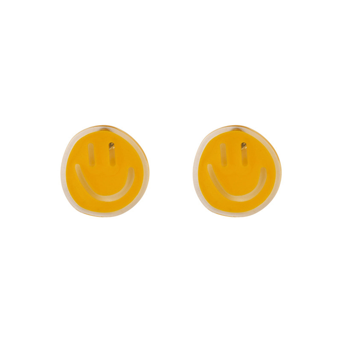 Yellow Acrylic & 18K Gold-Plated Smiley Stud Earrings