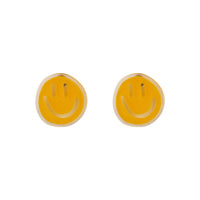 Yellow Acrylic & 18k Gold-Plated Smiley Stud Earrings