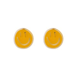 Yellow Acrylic & 18k Gold-Plated Smiley Stud Earrings