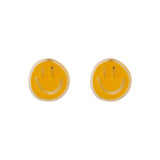 Yellow Acrylic & 18k Gold-Plated Smiley Stud Earrings