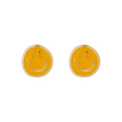 Yellow Acrylic & 18K Gold-Plated Smiley Stud Earrings