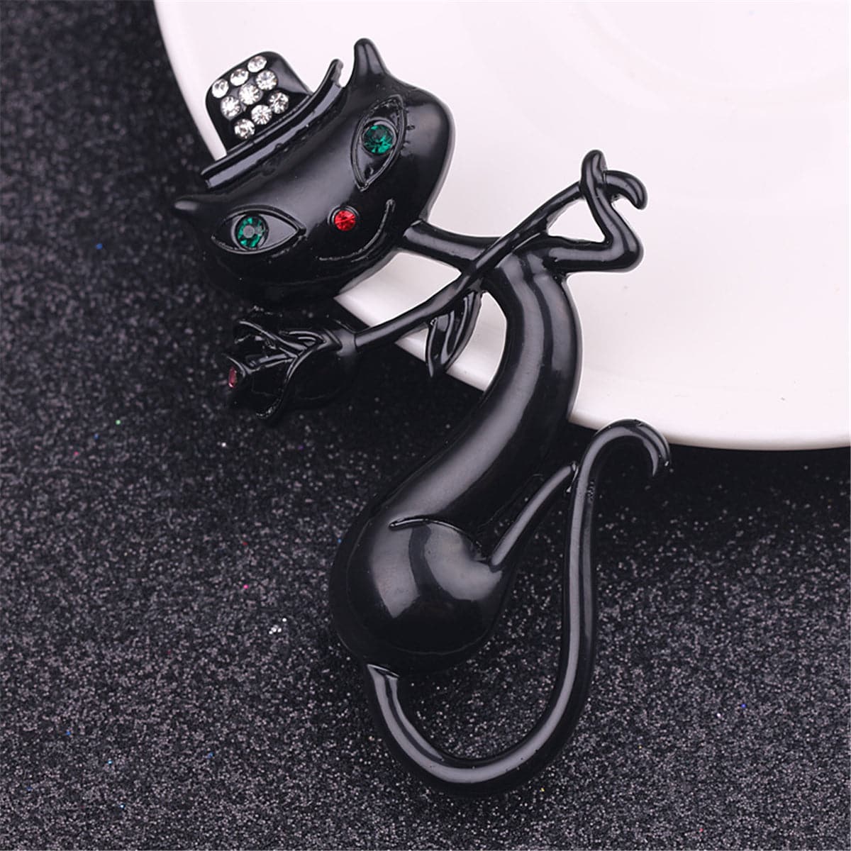 Black Elegant Cat Brooch - streetregion