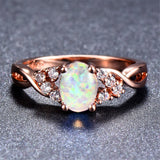 Opal & 18k Rose Gold Crystal-Accent Twist Ring