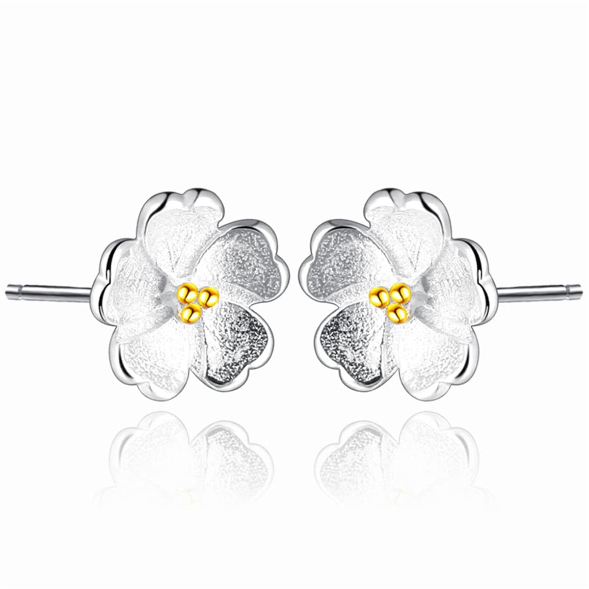 Two-Tone Sakura Floral Stud Earrings