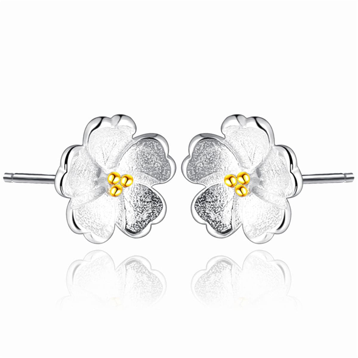 Two-Tone Sakura Floral Stud Earrings