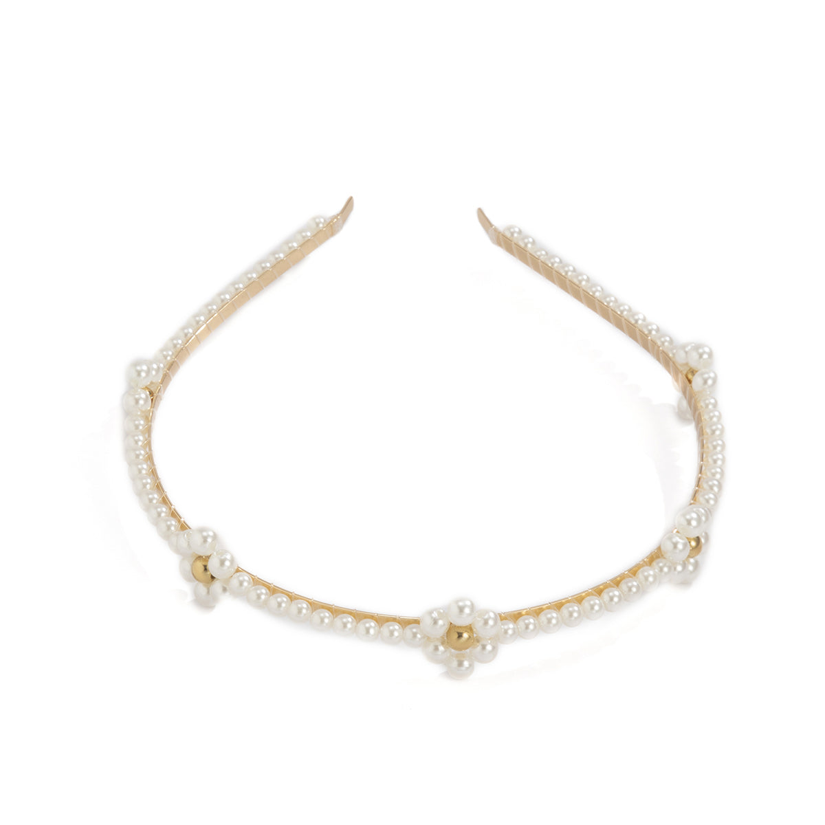 Pearl & 18K Gold-Plated Floral Station Hard Headband