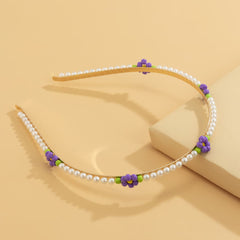 Purple Howlite & Pearl Floral Station Headband