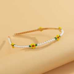 Pearl & Yellow Howlite Floral Station Hard Headband