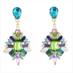 Blue cubic zirconia & 18k Gold-Plated Bezel-Set Cluster Drop Earrings - streetregion