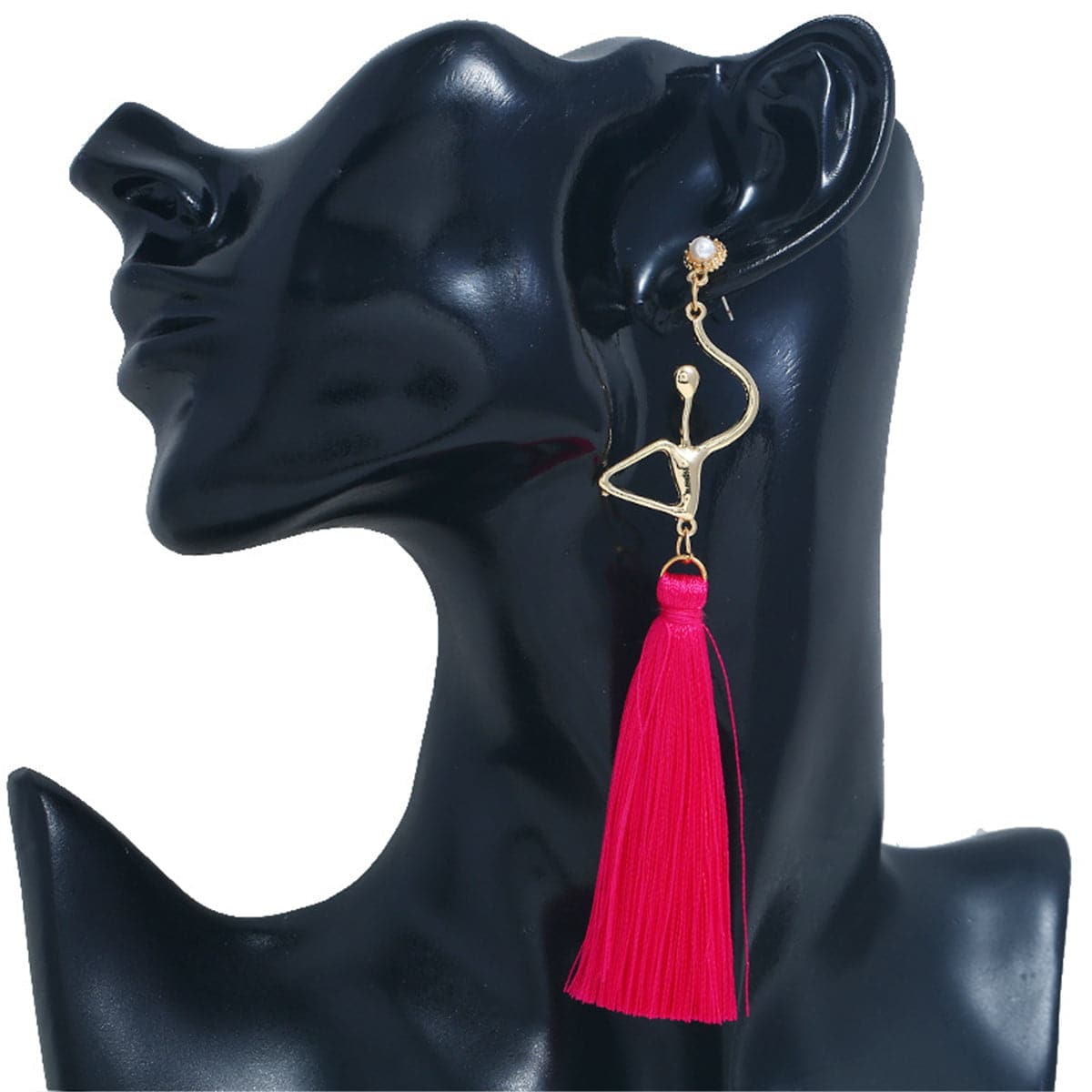 Pearl & Polyster 18K Gold-Plated Figure Tassel Drop Earrings